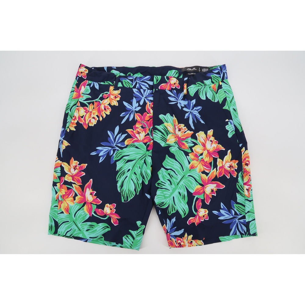 RLX Ralph Lauren Lined Golf Shorts Mens 32 Navy Tropical Floral Tailored Fit